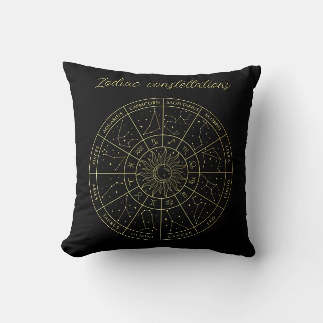 Zodiac ster sign horoscope constellations map gold kussen (Voorkant)