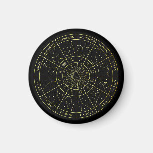 Zodiac ster sign horoscope constellations map gold magneet