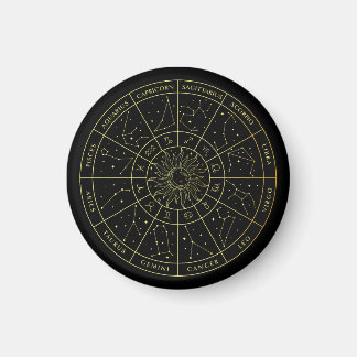 Zodiac ster sign horoscope constellations map gold magneet