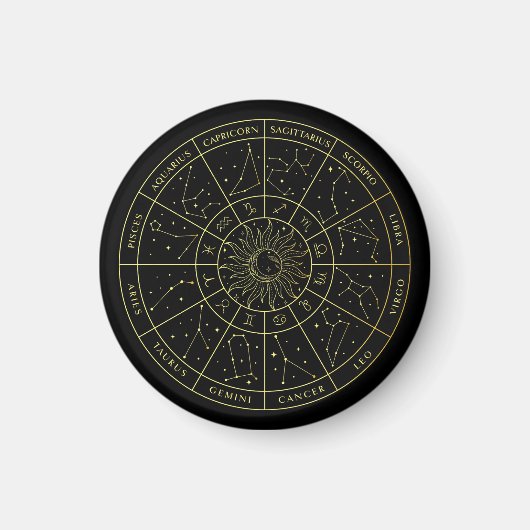 Zodiac ster sign horoscope constellations map gold magneet (Voorkant)