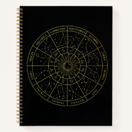 Zodiac ster sign horoscope constellations map gold notitieboek