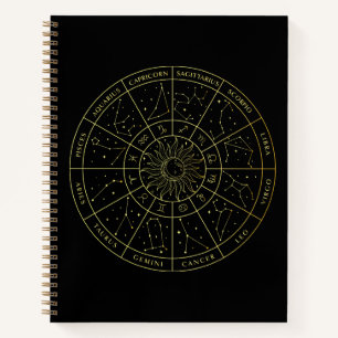 Zodiac ster sign horoscope constellations map gold notitieboek