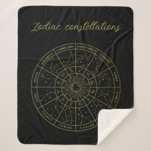 Zodiac ster sign horoscope constellations map gold sherpa deken