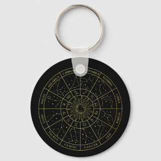 Zodiac ster sign horoscope constellations map gold sleutelhanger