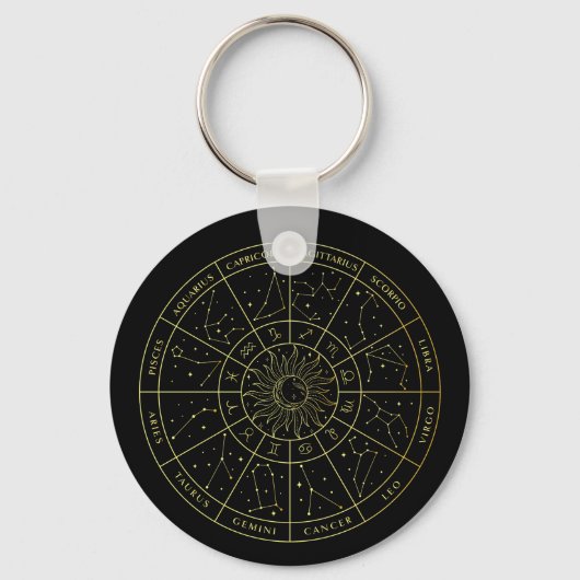 Zodiac ster sign horoscope constellations map gold sleutelhanger (Achterkant)