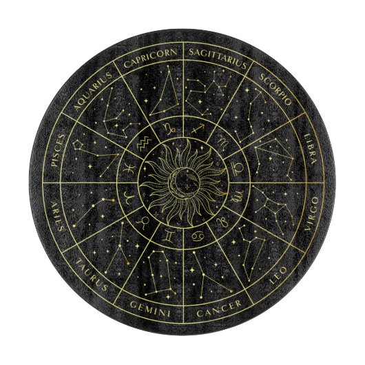 Zodiac ster sign horoscope constellations map gold snijplank (Voorkant)