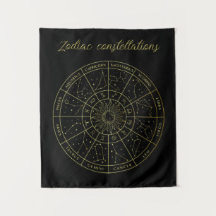 Zodiac ster sign horoscope constellations map gold wandkleed