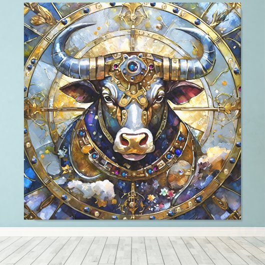 Zodiac - Stier de stier Canvas Afdruk (Insitu (Houten vloer))