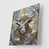 Zodiac - Stier de stier Vierkante Klok (Hoek)