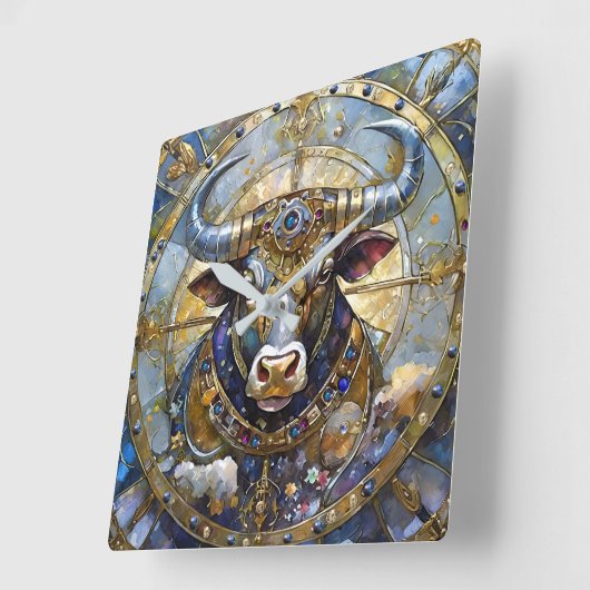 Zodiac - Stier de stier Vierkante Klok (Hoek)