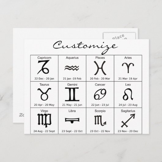 Zodiac Sun Sign Astrology Calendar Thunder_Cove Briefkaart (Voorkant / Achterkant)