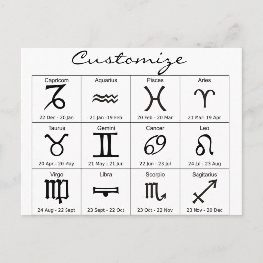 Zodiac Sun Sign Astrology Calendar Thunder_Cove Briefkaart (Voorkant)