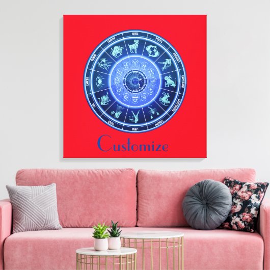 Zodiac Sun Sign Astrology Calendar Thunder_Cove Canvas Afdruk (Insitu (Woonkamer))