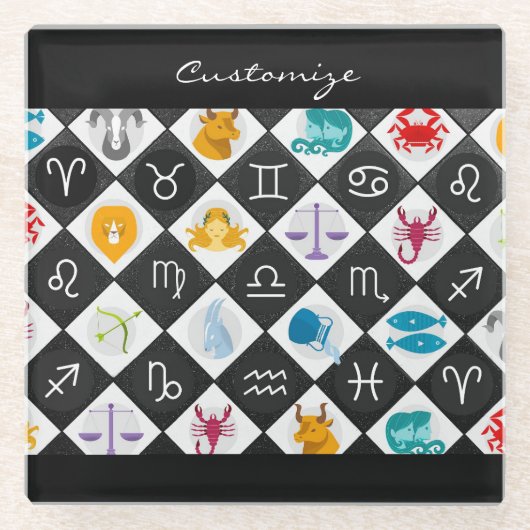 Zodiac Sun Sign Astrology Calendar Thunder_Cove Glazen Onderzetter (Voorkant)