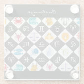 Zodiac Sun Sign Astrology Calendar Thunder_Cove Glazen Onderzetter (Achterkant)