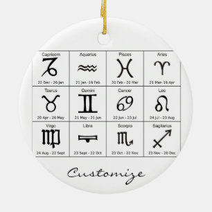 Zodiac Sun Sign Astrology Calendar Thunder_Cove Keramisch Ornament