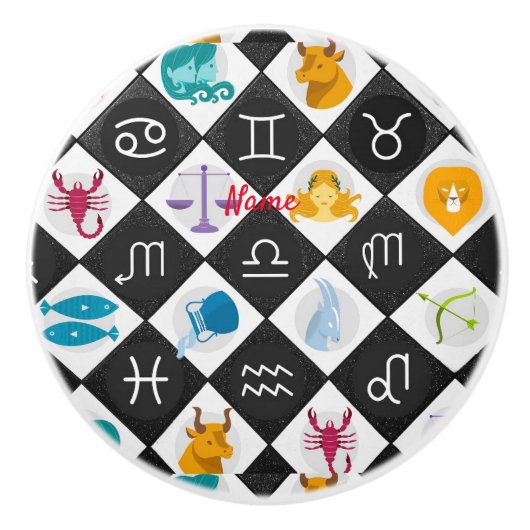 Zodiac Sun Sign Astrology Calendar Thunder_Cove Keramische Knop (Voorkant)