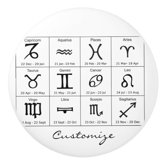 Zodiac Sun Sign Astrology Calendar Thunder_Cove Keramische Knop (Voorkant)