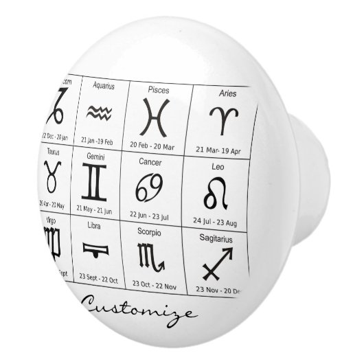 Zodiac Sun Sign Astrology Calendar Thunder_Cove Keramische Knop (Rechts)