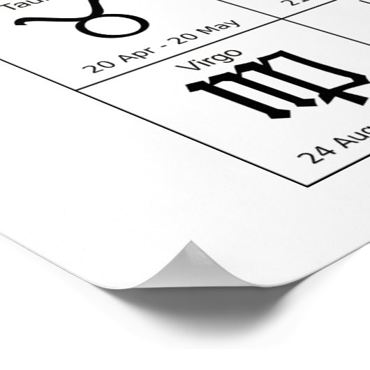 Zodiac Sun Sign Astrology Calendar Thunder_Cove Poster (Hoek)