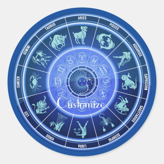 Zodiac Sun Sign Astrology Calendar Thunder_Cove Ronde Sticker (Voorkant)