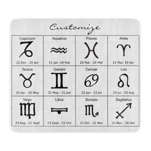 Zodiac Sun Sign Astrology Calendar Thunder_Cove Snijplank (Voorkant)