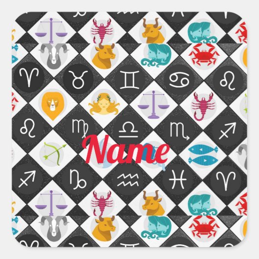 Zodiac Sun Sign Astrology Calendar Thunder_Cove Vierkante Sticker (Voorkant)