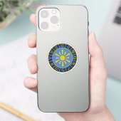 Zodiac Sun Wheel+Astrological Symbolen Gold+Blues Sticker (Telefoon)