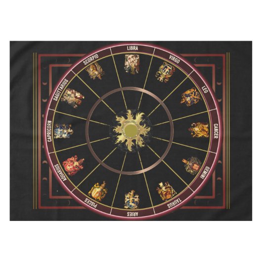 Zodiac Sun  Wheel Tafelkleed (Voorkant (Horizontaal))