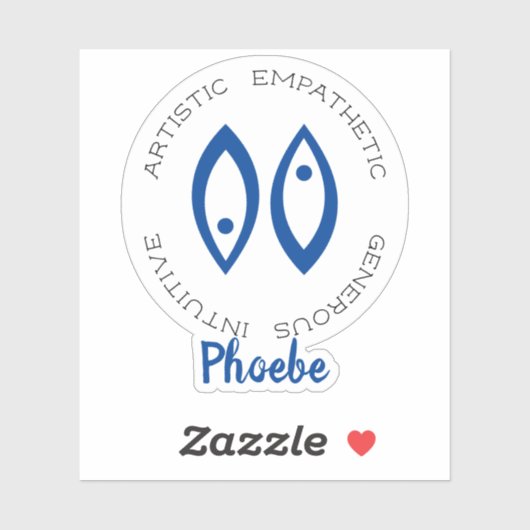 Zodiac Symbol Pisces Sticker (Vel)