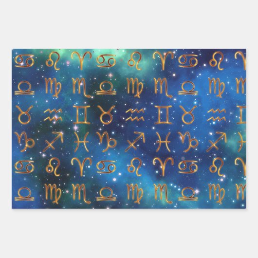 Zodiac Symbool Wrapping Papier Platte Blad Set van Inpakpapier Vel (Voorkant 3)