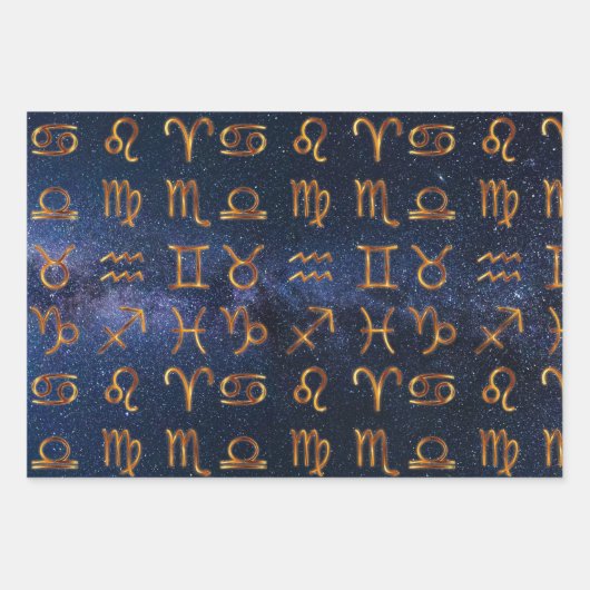 Zodiac Symbool Wrapping Papier Platte Blad Set van Inpakpapier Vel (Voorkant 2)