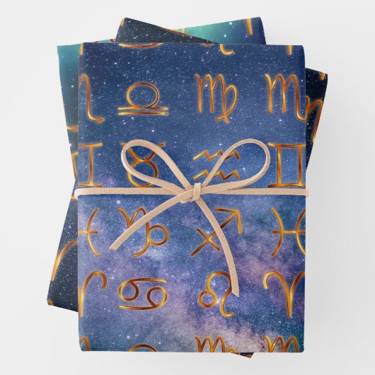 Zodiac Symbool Wrapping Papier Platte Blad Set van Inpakpapier Vel (In situ)