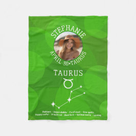 Zodiac Taurus Aangepaste Verjaardag Foto Astrologi Fleece Deken