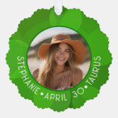 Zodiac Taurus Aangepaste Verjaardag Foto Astrologi Ornament Kaart (Voorkant)