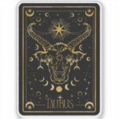 Zodiac Taurus Astrologisch Zwart & Goud Sticker (Voorkant)