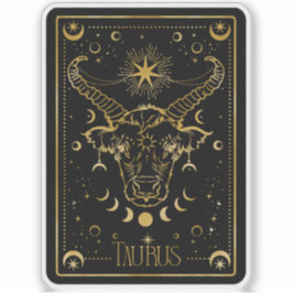 Zodiac Taurus Astrologisch Zwart & Goud Sticker