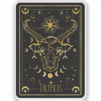 Zodiac Taurus Astrologisch Zwart & Goud Sticker