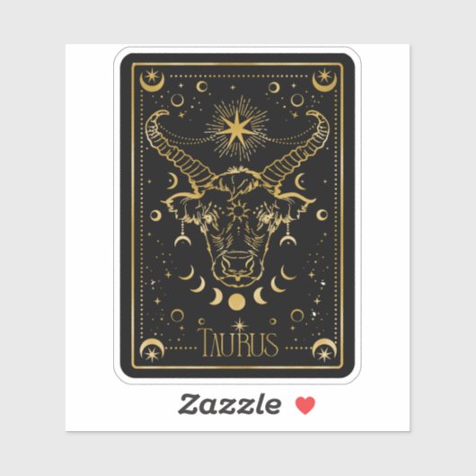 Zodiac Taurus Astrologisch Zwart & Goud Sticker (Vel)