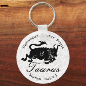 Zodiac Taurus Black White Astrology Traits Custom Sleutelhanger (Voorkant)