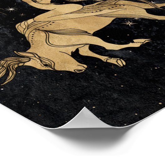Zodiac Taurus | Cosmic Gold en Black Astrology Poster (Hoek)