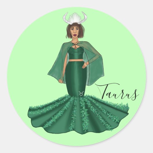 Zodiac Taurus Godin met hoorns Ronde Sticker (Voorkant)