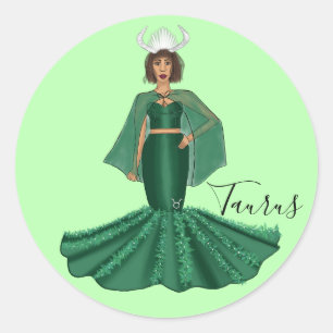 Zodiac Taurus Godin met hoorns Ronde Sticker
