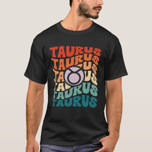 Zodiac Taurus Horoscoop Retro Groovy Taurus Zodiac T-shirt (Voorkant)