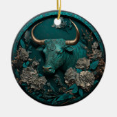 Zodiac Taurus Metal Art Keramisch Ornament (Voorkant)