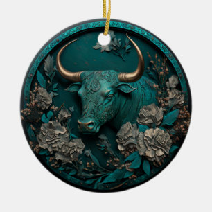 Zodiac Taurus Metal Art Keramisch Ornament