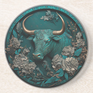 Zodiac Taurus Metal Art Zandsteen Onderzetter