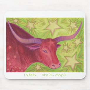 Zodiac Taurus mousepad witte grens Muismat