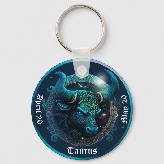 Zodiac Taurus Pas NAAM, DATUM aan Sleutelhanger (Voorkant)