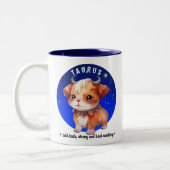 Zodiac Taurus Schattigee Waterverf Dog aangepaste  Tweekleurige Koffiemok (Links)